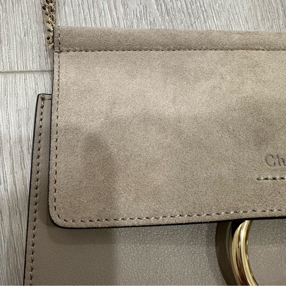 Chloé 🪩 LIKE NEW Mini Faye Leather and Suede Crossbody Bag in Motty Grey - Picture 4 of 8